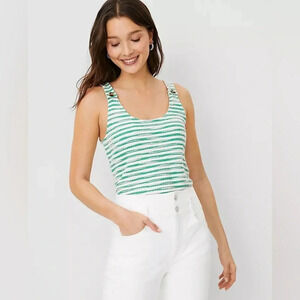 NWT Green and White Stripes Tank Top - Ann Taylor Petite - Size Large Petite